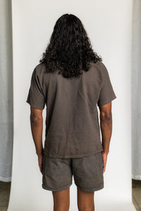 1-Pocket SS Knit Shirt in Chestnut Faded Black 9oz Organic Cotton French Terry