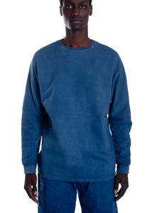 1-Pocket LS Knit Shirt in Dark Natural Indigo 9oz Organic Cotton French Terry
