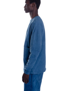 1-Pocket LS Knit Shirt in Dark Natural Indigo 9oz Organic Cotton French Terry