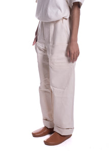 6-Pocket Drawstring Terrace Pants in Undyed 10oz Organic Cotton Canvas